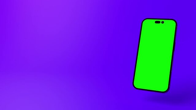 Animated smartphone with greenscreen display for app commercials, mockup show cases, mobile Website Presentations etc.	