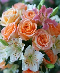 Obraz premium Close-Up of Purple, Pink, and White Flower Bouquet