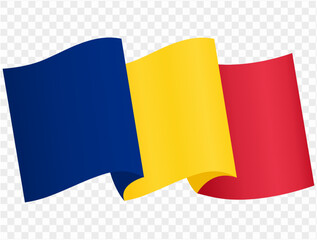 Romania flag wave isolated on png or transparent background vector illustration. - obrazy, fototapety, plakaty