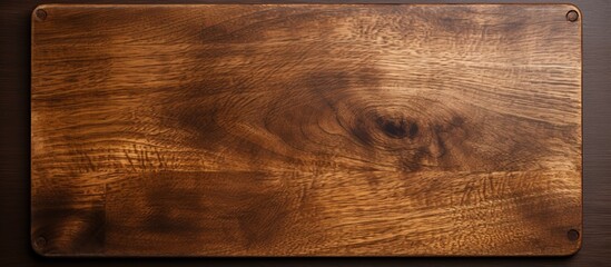 Wooden cutting board made of oak with a silver metal plate on top for kitchen preparation