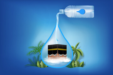 Illustration of Zamzam water around Mecca