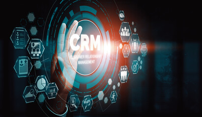 CRM Customer Relationship Management for business sales marketing system concept presented in...