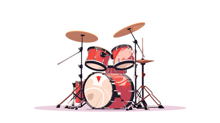 Obraz na płótnie Canvas Drum set musical instrument illustration 2d flat ca