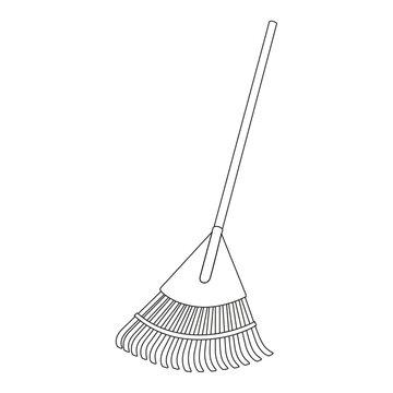 recommend clip art: Gardening tools rake outline icons. Black and white Engraved vector rake. Coloring page for kids and adults. Vector illustration