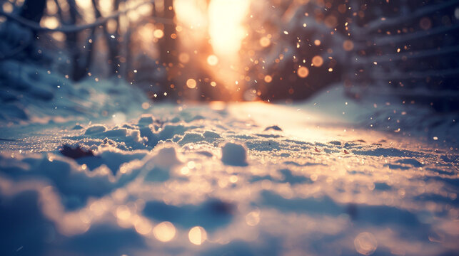 An evocative HD image of a blurred snow background, capturing the tranquil and serene ambiance of a winter landscape.