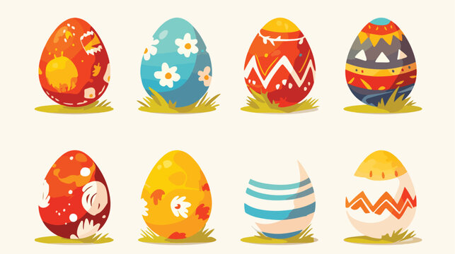 Easter egg icon 2d flat cartoon vactor illustration