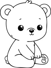 Naklejka premium Animal ourson. Pour page ou livre de coloriage pour enfants. Dessin au trait, isolé, vecteur noir transparent. 
