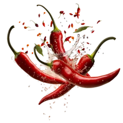 Fotobehang red hot chili pepper isolated on transparent background © PNG Lover