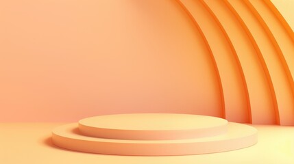 Stand out with elegance on a pastel podium against a wall scene. Ai Generated.