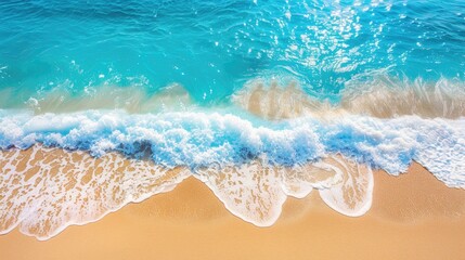 Fototapeta na wymiar Stunning aerial shot captures serene beach bathed in sunlight, Ai Generated.