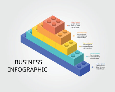 pyramid brick chart template for infographic for presentation for 5 element