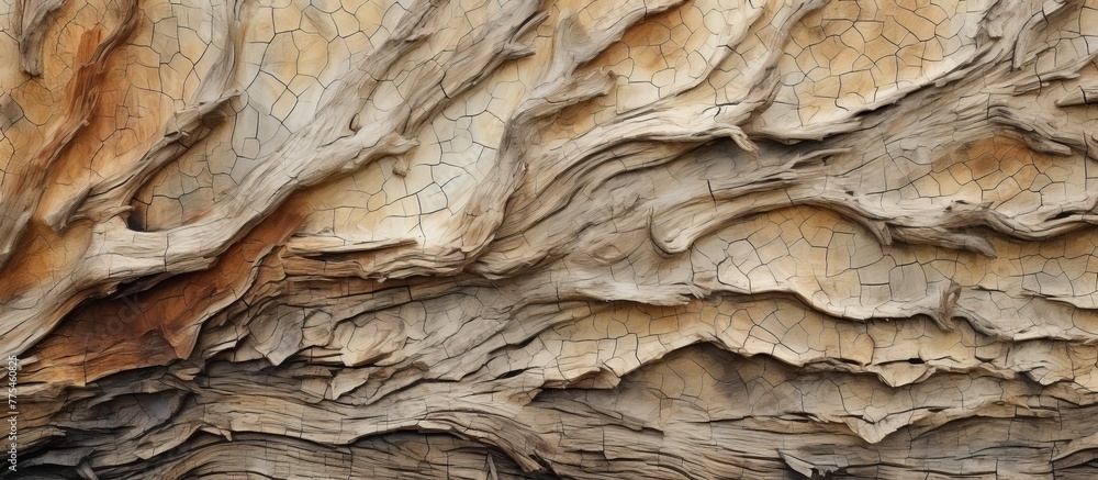 Poster rugged and rough texture of a tree trunk up close, displaying intricate patterns and natural details