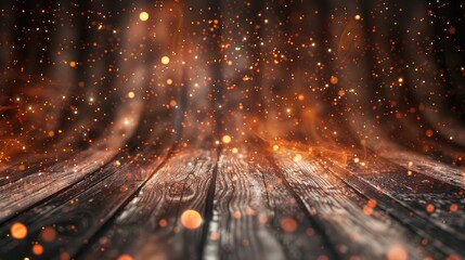 Glowing embers add warmth to a curved wooden background, Ai Generated. - obrazy, fototapety, plakaty