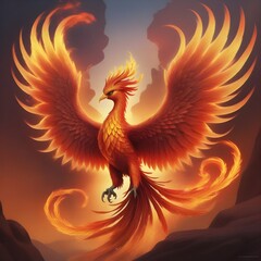 Fototapeta premium Phoenix mythological bird. AI Image