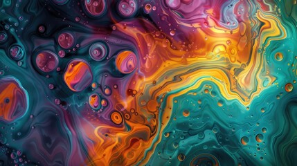 Dive into a psychedelic liquid realm with vibrant colors and shapes, Ai Generated. - obrazy, fototapety, plakaty