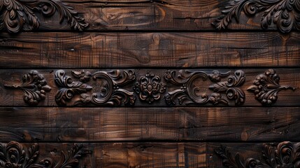 Immerse in the elegance of dark wooden textures with intricate carving, Ai Generated.