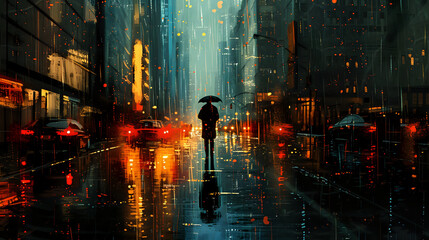 Solitude in Rain: Urban Canvas