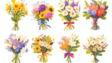 Flower bouquet icon 2d flat cartoon vactor illustra