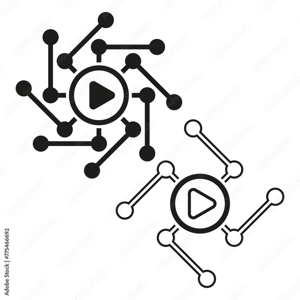 Poster interactive media icon. digital network play. connectivity concept symbol. multimedia button. vector