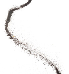Coffee powder fly explosion, Coffee crushed ground float pouring, wave like smoke smell. Coffee...