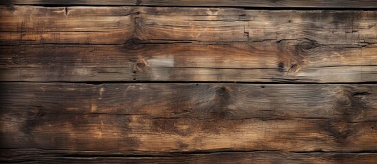 Detailed view of a weathered wooden wall featuring a rich brown stain, adding warmth and character...