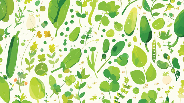 Green pea. Seamless pattern with vegetables. Hand-d