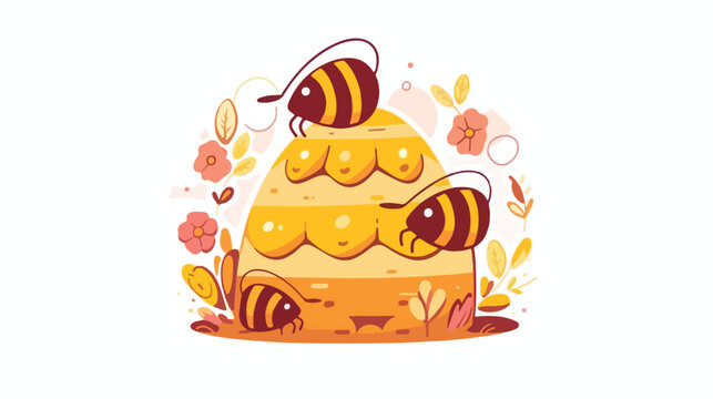 Beehive. Hand drawn cartoon honey icon. Doodle draw