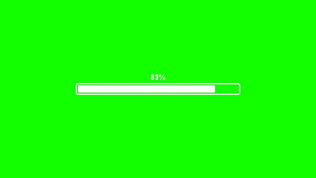 Loading bar downloading barloading screen pixelated progress animation with green screen.