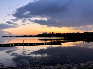sunset over the lake