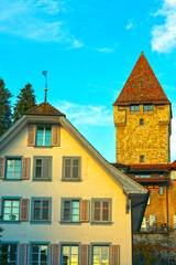 Fototapeta na wymiar Museggmauer, Dächliturm in Luzern (Schweiz)