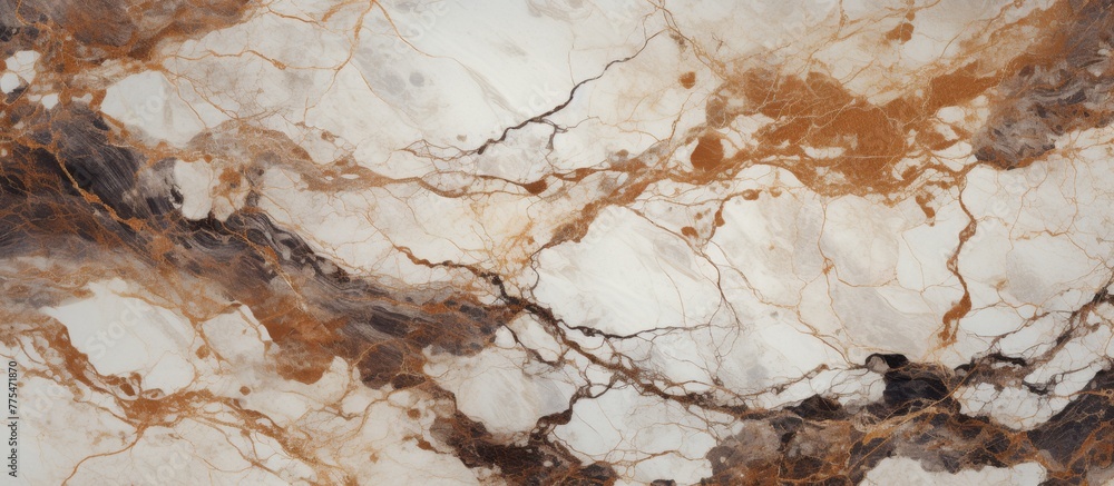 Poster marble surface featuring a detailed brown and white intricate pattern, creating an elegant and timel