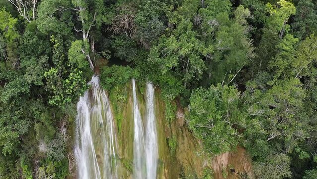 El Limon Waterfall, Eastern Peninsula de Samana, Dominican Republic, West Indies, Caribbean, Central America. 4K Resolution.