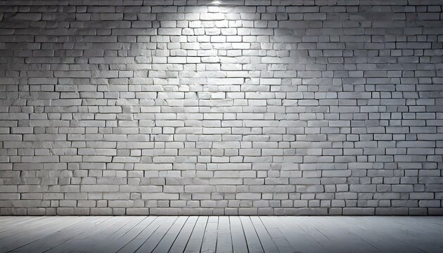 White brick wall background with lighting.
