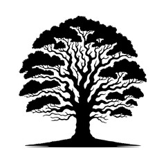 Silhouette d'arbre en nuages, vecteur noir isolé du fond