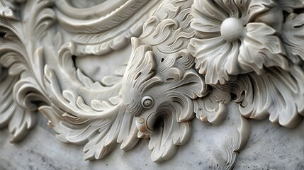 Meticulously crafted stone carvings single motifs smooth surfaces AI Image