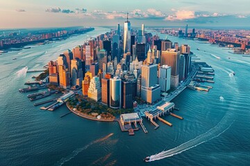 Fototapeta na wymiar Aerial view of lower Manhattan New York City