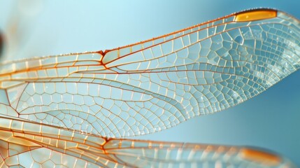 A microscopic view of the intricate and delicate network of s on the wing of a dragonfly. - obrazy, fototapety, plakaty