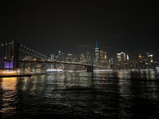 city bridge at night in new york