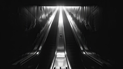 Haunted escalator in dark place