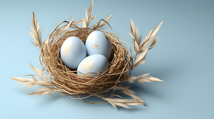 Obraz premium Bird nests spring icon 3d