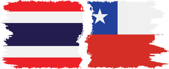 Chile and Thailand grunge flags connection vector