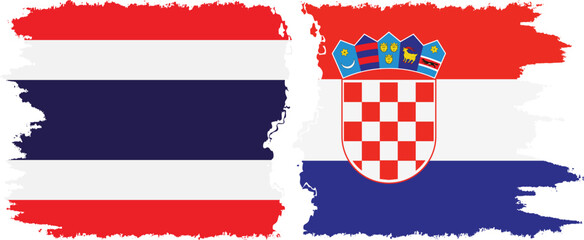 Croatia and Thailand grunge flags connection vector - obrazy, fototapety, plakaty