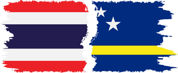 Curacao and Thailand grunge flags connection vector