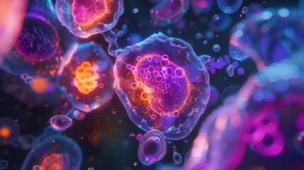 A 3D reconstruction of a cells nucleoplasm using confocal microscopy displaying the densely packed and organized structure of the