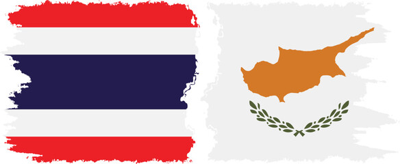 Cyprus and Thailand grunge flags connection vector