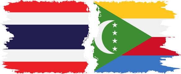 Comoros and Thailand grunge flags connection vector