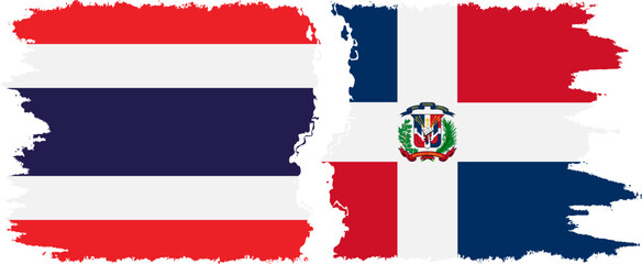 Dominican Republic and Thailand grunge flags connection vector