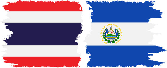 El Salvador and Thailand grunge flags connection vector