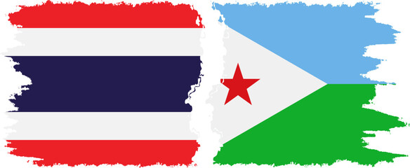 Djibouti and Thailand grunge flags connection vector