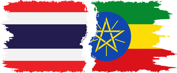 Ethiopia and Thailand grunge flags connection vector